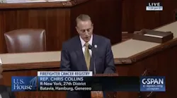 US Rep. Chris Collins, R-NY, speaks from the House floor Tuesday in support of The Firefighter Cancer Registry Act, which the House went on to approve unanimously.