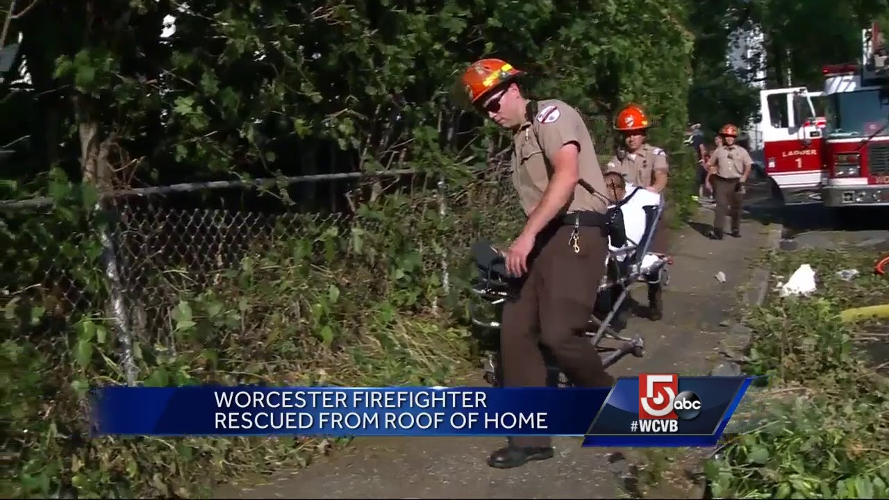 MA Firefighter OK after Being Trapped on Burning Roof | Firehouse