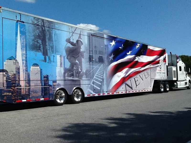 The 9/11 Never Forget Mobile Exhibit created by the Stephen Siller Tunnels to Towers Foundation.