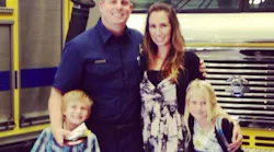 Ventura County firefighter Ryan Osler with his wife Jennifer and children Amanda and Brandon in 2012.