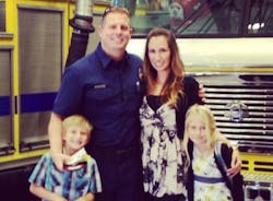 Ventura County firefighter Ryan Osler with his wife Jennifer and children Amanda and Brandon in 2012.
