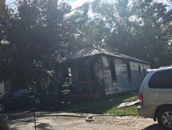 Petersburg firefighters remain on scene Sunday after making quick work of a &apos;suspicious&apos; fire at a small vacant home.