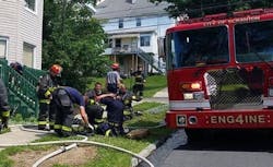 Scranton, PA, firefighters begin to wrap up their gear after a response in June. Scranton, PA, firefighters begin to wrap up their gear after a response in June.