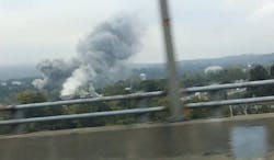 Smoke rises from a furniture store fire early Monday morning in Waterbury, CT. Smoke rises from a furniture store fire early Monday morning in Waterbury, CT.