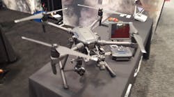 FLIR displayed its Unmaned Aircraft System (UAS) thermal imaging kits. The M10 640-19 has two gimbals, one for a visible camera and the other for a thermal imager. The device offers responders more options for surveillance of scenes and size-up. FLIR displayed its Unmaned Aircraft System (UAS) thermal imaging kits. The M10 640-19 has two gimbals, one for a visible camera and the other for a thermal imager. The device offers responders more options for surveillance of scenes and size-up.