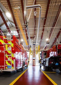 The award-winning Carver Fire Headquarters installed a vehicle exhaust in the apparatus bay. The award-winning Carver Fire Headquarters installed a vehicle exhaust in the apparatus bay.