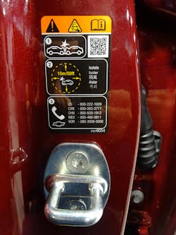 Scanning the QR code emblem leads to GM’s website, which provides a collection of critical emergency response guides for GM hybrid, electric and alternative-fueled vehicles. Scanning the QR code emblem leads to GM’s website, which provides a collection of critical emergency response guides for GM hybrid, electric and alternative-fueled vehicles.