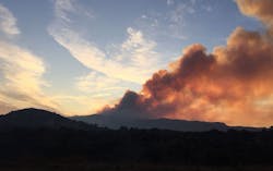 Smoke rises from the Canyon Fire near Corona, CA, on Sept. 26, 2017. Smoke rises from the Canyon Fire near Corona, CA, on Sept. 26, 2017.