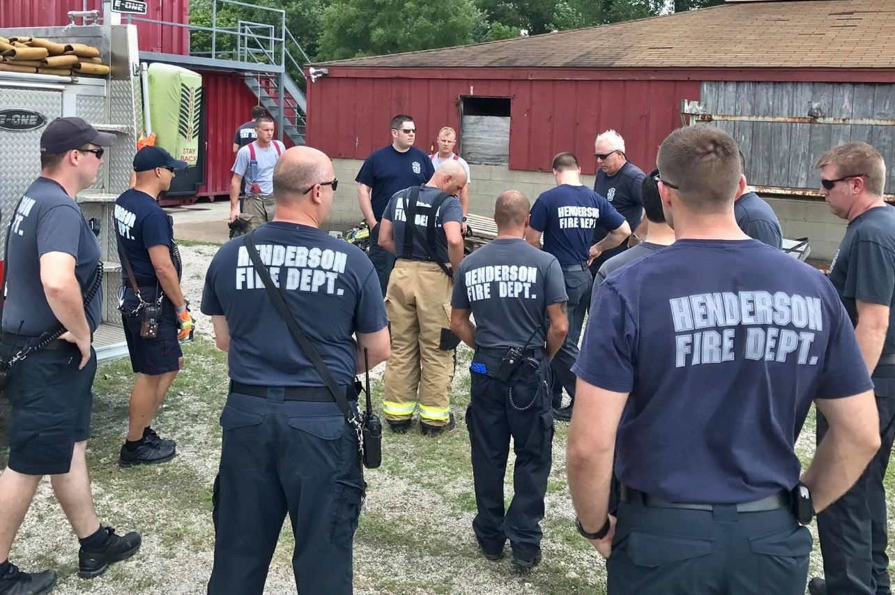 Henderson, KY, firefighters during a training session in July.