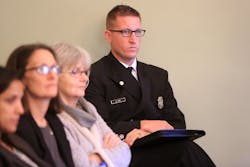 Columbus, OH, firefighter Mark Rine awaits his turn to testify before the Ohio House Insurance committee on Wednesday, Nov. 16, 2016. Columbus, OH, firefighter Mark Rine awaits his turn to testify before the Ohio House Insurance committee on Wednesday, Nov. 16, 2016.