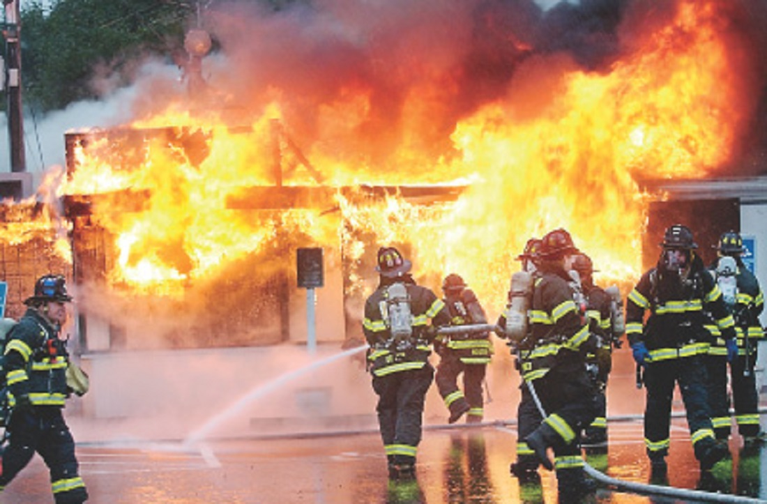 This undated photo shows Norwalk, CT, firefighters in action.