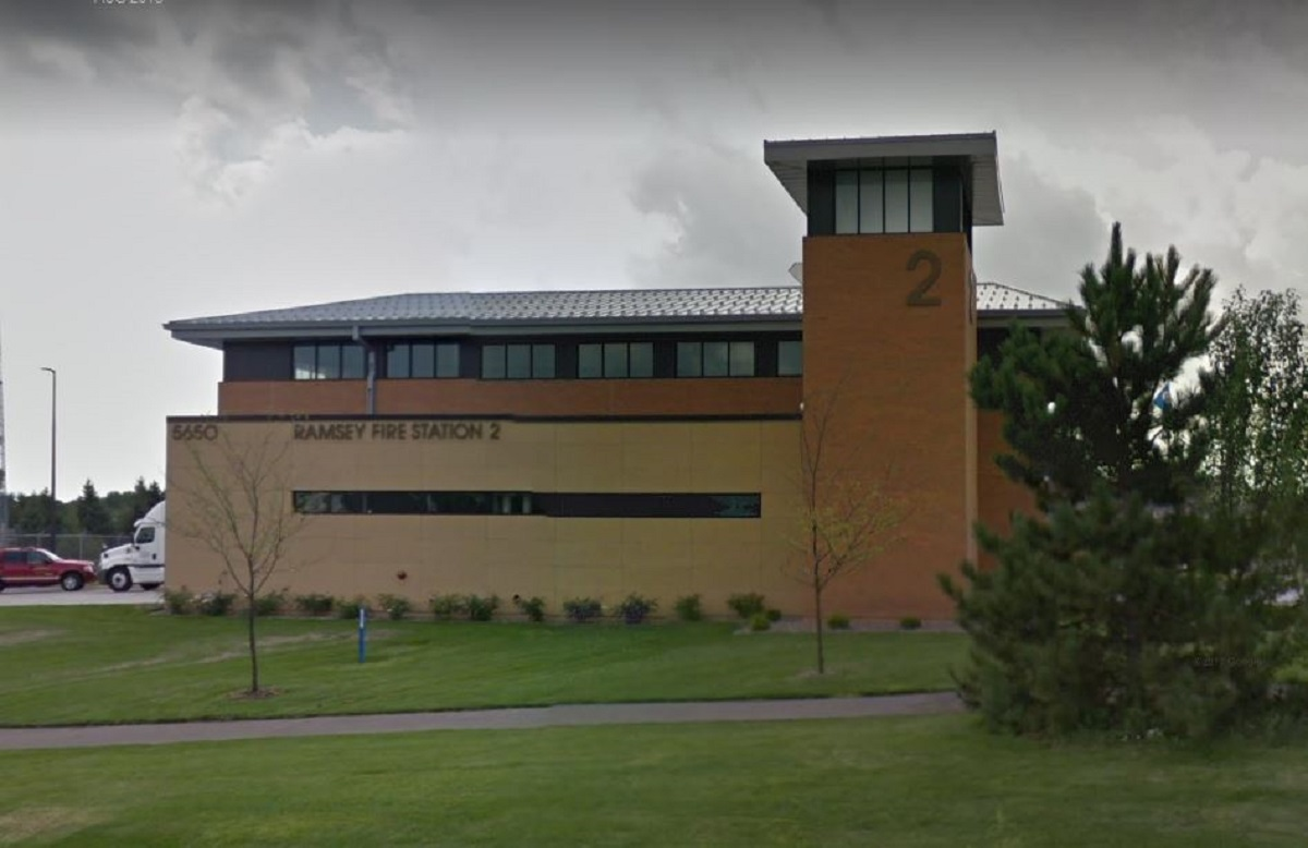 Fire Station 2 in Ramsey, MN, where a man who was later arrested placed a pipe bomb nearby on Monday, Oct. 23, 2017.