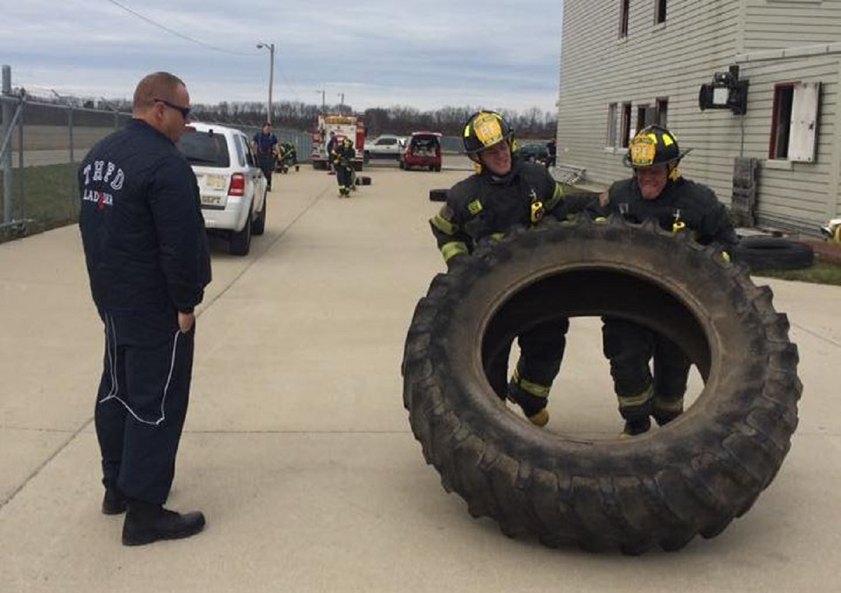 Terre Haute, IN, firefighters during a training session in April.
