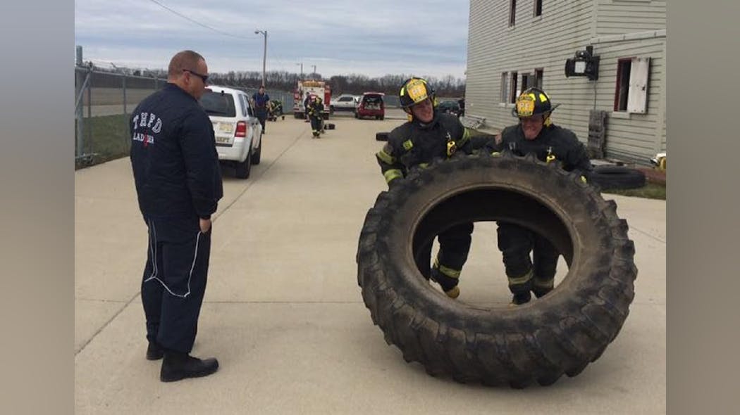 Terre Haute, IN, firefighters during a training session in April.