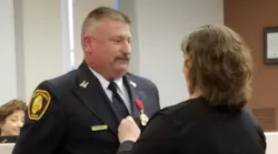 Vance County, NC, fire Capt. Mike Lejda receives his Medal of Valor on Oct. 2, 2017.
