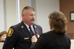 Vance County, NC, fire Capt. Mike Lejda receives his Medal of Valor on Oct. 2, 2017. Vance County, NC, fire Capt. Mike Lejda receives his Medal of Valor on Oct. 2, 2017.