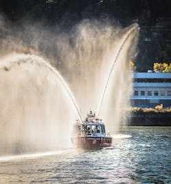 Lake Assault Boats delivered a 34-foot, high-performance fireboat to the Pittsburgh Bureau of Fire. The fireboat, named after Pittsburgh’s first female mayor, Sophie Masloff, who passed away in 2014, was dedicated on October 27. Lake Assault Boats delivered a 34-foot, high-performance fireboat to the Pittsburgh Bureau of Fire. The fireboat, named after Pittsburgh’s first female mayor, Sophie Masloff, who passed away in 2014, was dedicated on October 27.