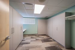 The Murphy bed concept at New Albany Fire Station No. 4 allows each member to have their own mattress and prevents them from having to unpack personal bedding for each shift. The Murphy bed concept at New Albany Fire Station No. 4 allows each member to have their own mattress and prevents them from having to unpack personal bedding for each shift.