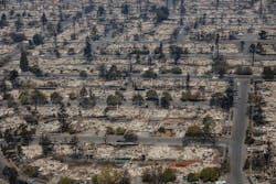 Aerial view of the damage caused by a fire that destroyed the Coffey Park neighborhood in Santa Rosa on Oct. 11, 2017.