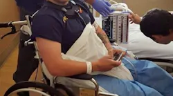 Cal Fire firefighter Damien Pereira shortly after an on-duty accident in July 2015 left him paralyzed below the waist.