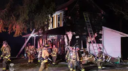 Gamber & Community firefighters responding to a house fire Tuesday night directly behind their station in Finksburg, MD.