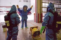 When gases are involved, dry decontamination can be used.