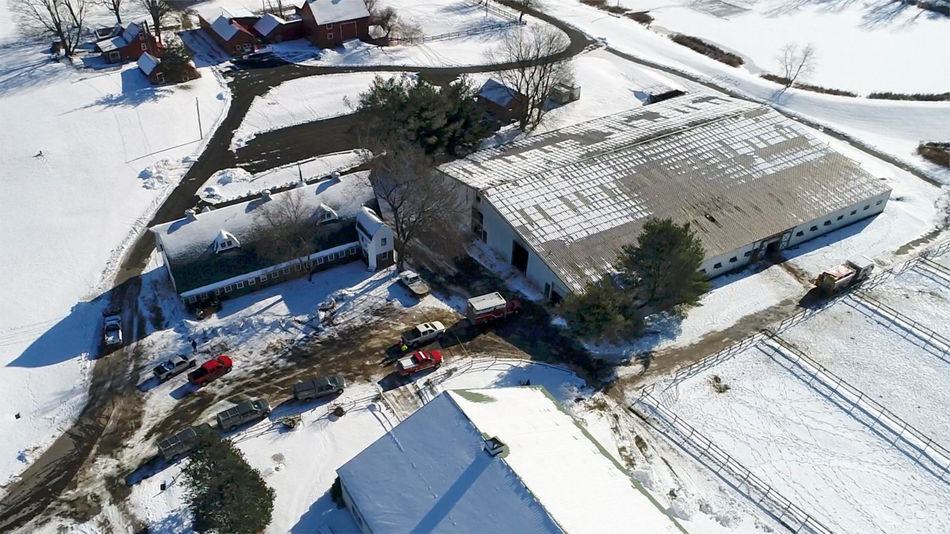 There was minimal structural damage to the arena barn but two dozen horses died in an early-morning barn fire at Folly Farm in Simsbury.