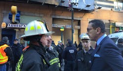 New York City Fire Commissioner Daniel Nigro, right, was among those on the scene Monday morning after a pipe bomb was detonated at the Port Authority bus terminal in midtown Manhattan. New York City Fire Commissioner Daniel Nigro, right, was among those on the scene Monday morning after a pipe bomb was detonated at the Port Authority bus terminal in midtown Manhattan.