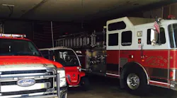 The apparatus bay inside Good Will Hose Co. #2 in Plymouth, PA.