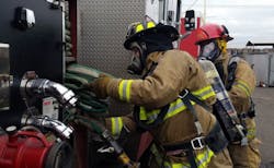 Walla Walla, WA, firefighters during live fire training in April 2017. Walla Walla, WA, firefighters during live fire training in April 2017.