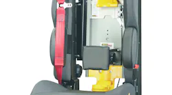 H.O. Bostrom's 500 series Tanker 550 SCBA air seat has a RiteHite adjustable height integrated seatbelt with dual retractor. It also has a proprietary SecureAll SCBA holder, integrated SCBA strap hooks, a mask storage pouch and the RestStop backrest to use when the bottle is not stored in the seat back.