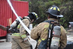 Brunswick, GA, firefighters during a training exercise in November 2017. Brunswick, GA, firefighters during a training exercise in November 2017.