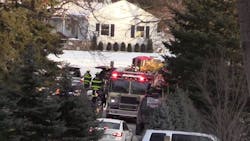 Chappaqua, NY, fire crews on scene Wednesday, Jan. 3, 2018, after a fire broke out at the home of Bill and Hillary Clinton.