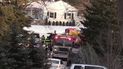 Chappaqua, NY, fire crews on scene Wednesday, Jan. 3, 2018, after a fire broke out at the home of Bill and Hillary Clinton.