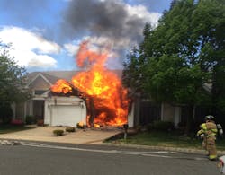 Photo 7: Officers must consider the potential heat release rate, construction type, air transfer within the compartment, and fuel loading when determining which line to deploy. Photo 7: Officers must consider the potential heat release rate, construction type, air transfer within the compartment, and fuel loading when determining which line to deploy.