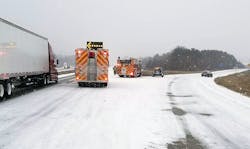 Firefighters responded to seven crashes in 90 minutes along Interstate 90/94 near Wisconsin Dells Sunday.