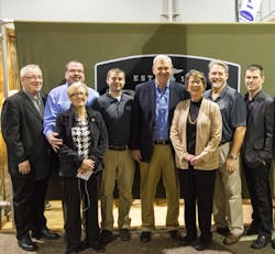 Tackett Brothers Inc,--Sales Rep. Agency of the Year: Buck employees Chris Bourassa, Director of North American Sales, and CJ Buck, CEO and Chairman award the employees of Tackett Brothers with “Sales Agency of the Year.” Pictured from Left to Right: Steve Baughan, Andy Tackett, Lynn Tackett, Chris Bourassa, Dick Tackett, Deb Garvick, CJ Buck, and Matt Hicks. Tackett Brothers Inc,--Sales Rep. Agency of the Year: Buck employees Chris Bourassa, Director of North American Sales, and CJ Buck, CEO and Chairman award the employees of Tackett Brothers with “Sales Agency of the Year.” Pictured from Left to Right: Steve Baughan, Andy Tackett, Lynn Tackett, Chris Bourassa, Dick Tackett, Deb Garvick, CJ Buck, and Matt Hicks.