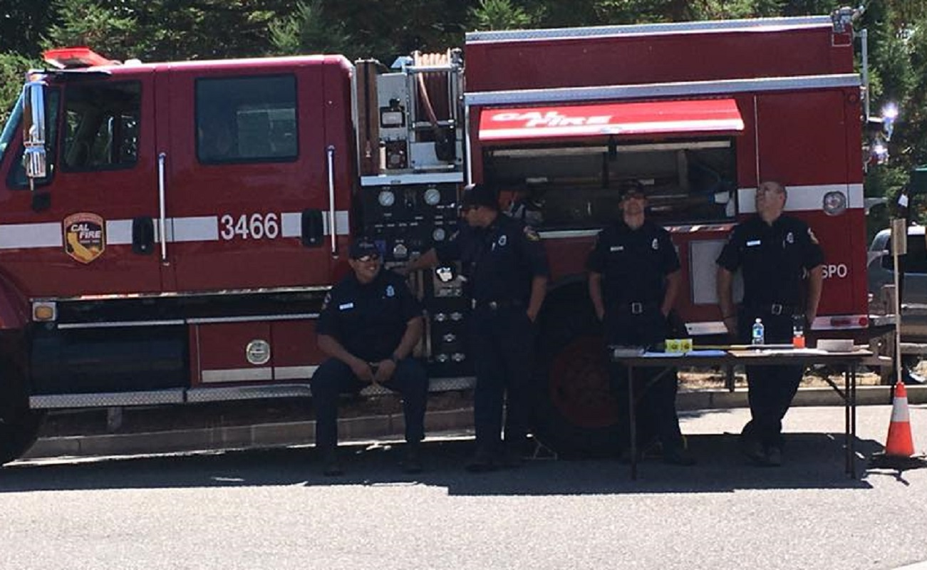 Cambria, CA, firefighters enjoy a little shade during a public event in August 2017.