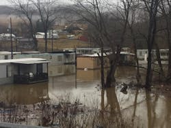 A mobile home park is flooded in Harlan, KY, on Sunday, Feb. 11, 2018. A mobile home park is flooded in Harlan, KY, on Sunday, Feb. 11, 2018.