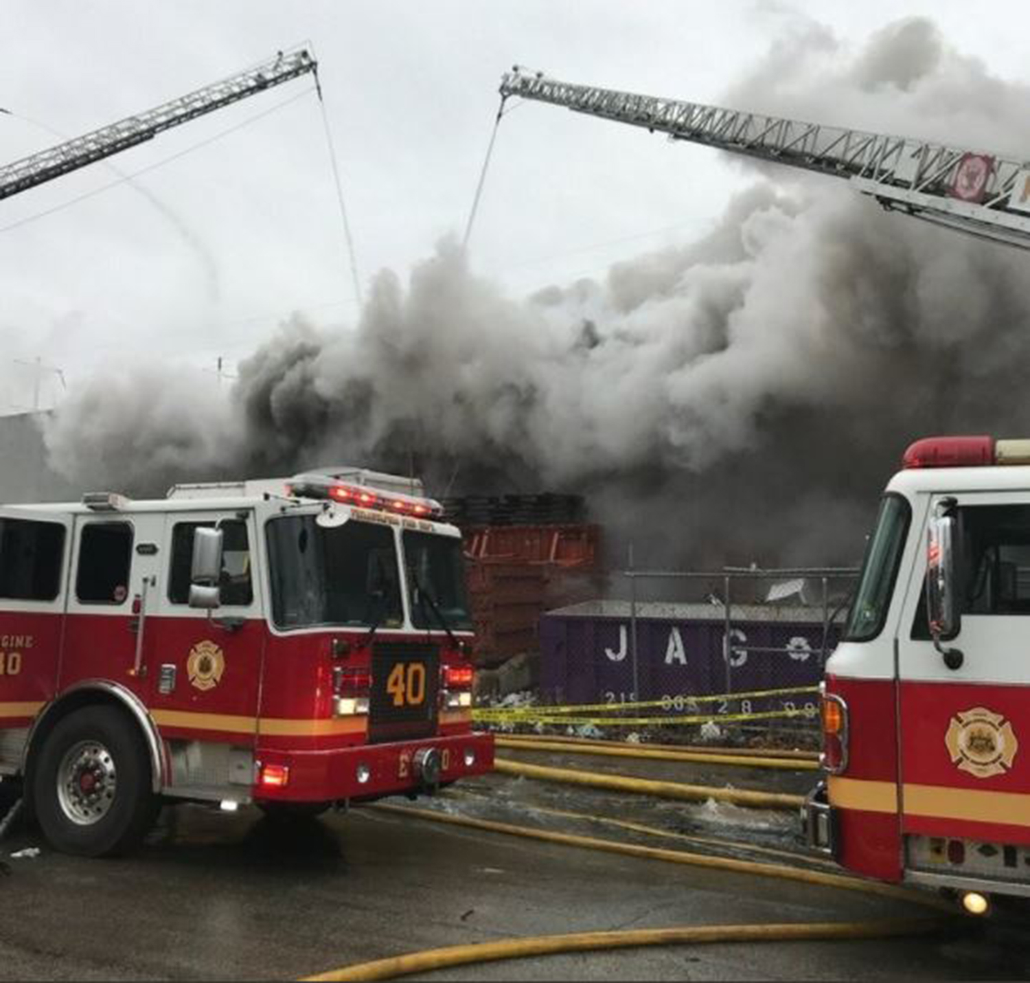 Philadelphia firefighters worked for three hours to bring the fire under control.