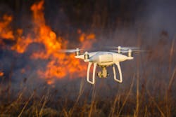 Using a drone during a wildfire can give firefighters views of scout lines they couldn’t see otherwise. Using a drone during a wildfire can give firefighters views of scout lines they couldn’t see otherwise.