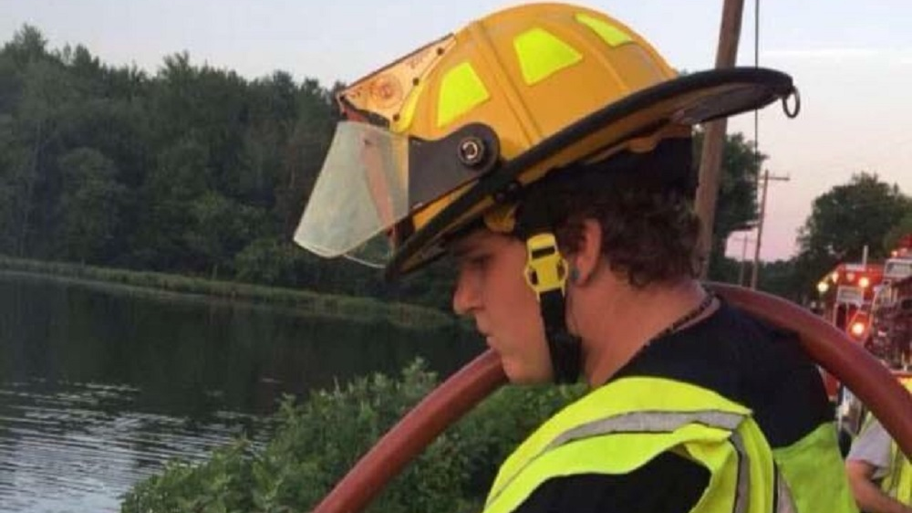 Elmer, NJ, junior firefighter Timothy Crim.