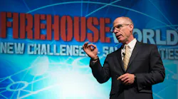 Firehouse Editor-in-Chief Tim Sendelbach speaks during the opening ceremonies at Firehouse World 2018.