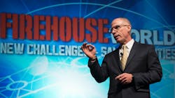 Firehouse Editor-in-Chief Tim Sendelbach speaks during the opening ceremonies at Firehouse World 2018. Firehouse Editor-in-Chief Tim Sendelbach speaks during the opening ceremonies at Firehouse World 2018.