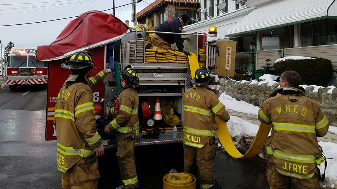 West Hazleton, PA, firefighters operating at a structure fire in January.