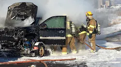 Maplewood, MN, firefighters tackle a vehicle fire in December 2016.