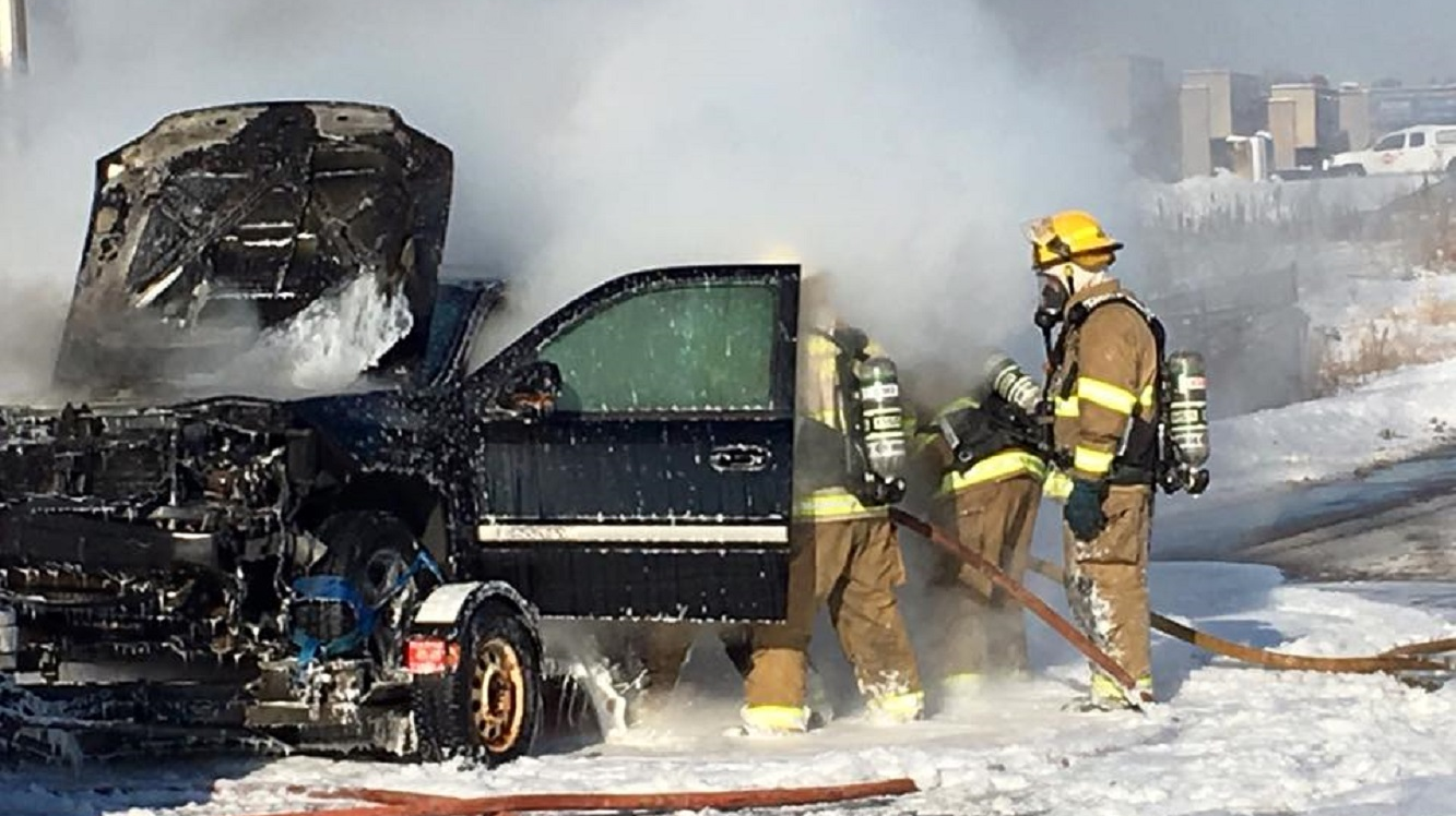 Maplewood, MN, firefighters tackle a vehicle fire in 2016.