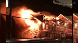 Strong winds help this fire rip through three homes in Ringtown Friday night. Strong winds help this fire rip through three homes in Ringtown Friday night.
