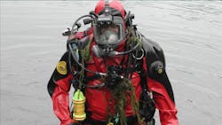 A member of the Dive Rescue Team comprised of firefighters and police in Wilton, CT.