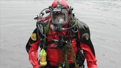 A member of the Dive Rescue Team comprised of firefighters and police in Wilton, CT. A member of the Dive Rescue Team comprised of firefighters and police in Wilton, CT.